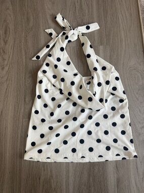 Cotton On White Tank Top with Black Polka Dots